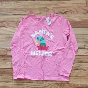The Children's Place Pink Santa's Helper Long Sleeve Tee
